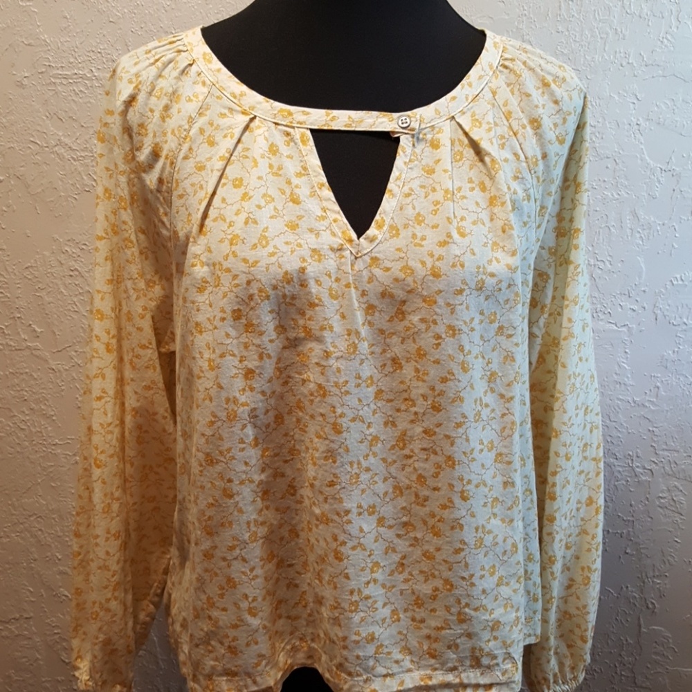 Universal Thread mustard floral blouse sz small